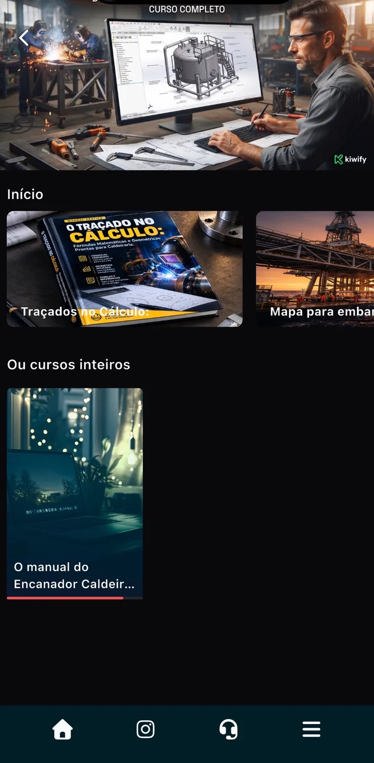 Tela inicial da área de membros